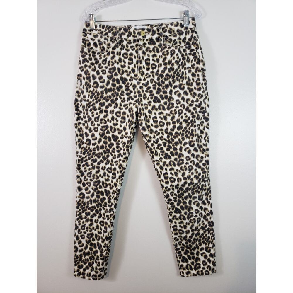 Frame Denim Animal Print Straight Leg Jeans